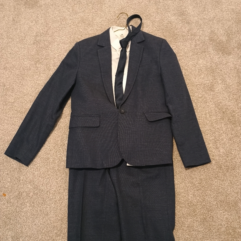 Kids H&M Navy Blue Suit Set with Shirt & Tie